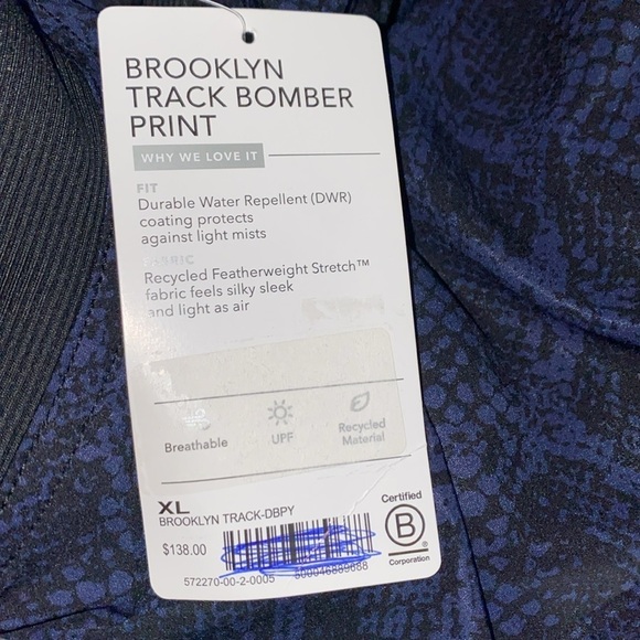 Athleta Brooklyn Track Silky Bomber Jacket Workout Water Repellent‎ NEW Women L - Picture 10 of 11